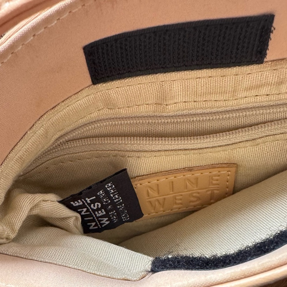 Nine West Calf Hair Leather & Nylon Crossbody Bag – 8” x 8.5” GUC Tan & Cream - Picture 3 of 3